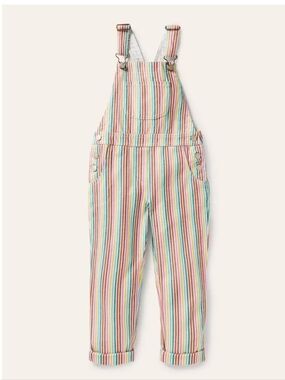 Boden Denim Multi Color Stripe Overalls Size 13-14y 163cm Girls Overalls.